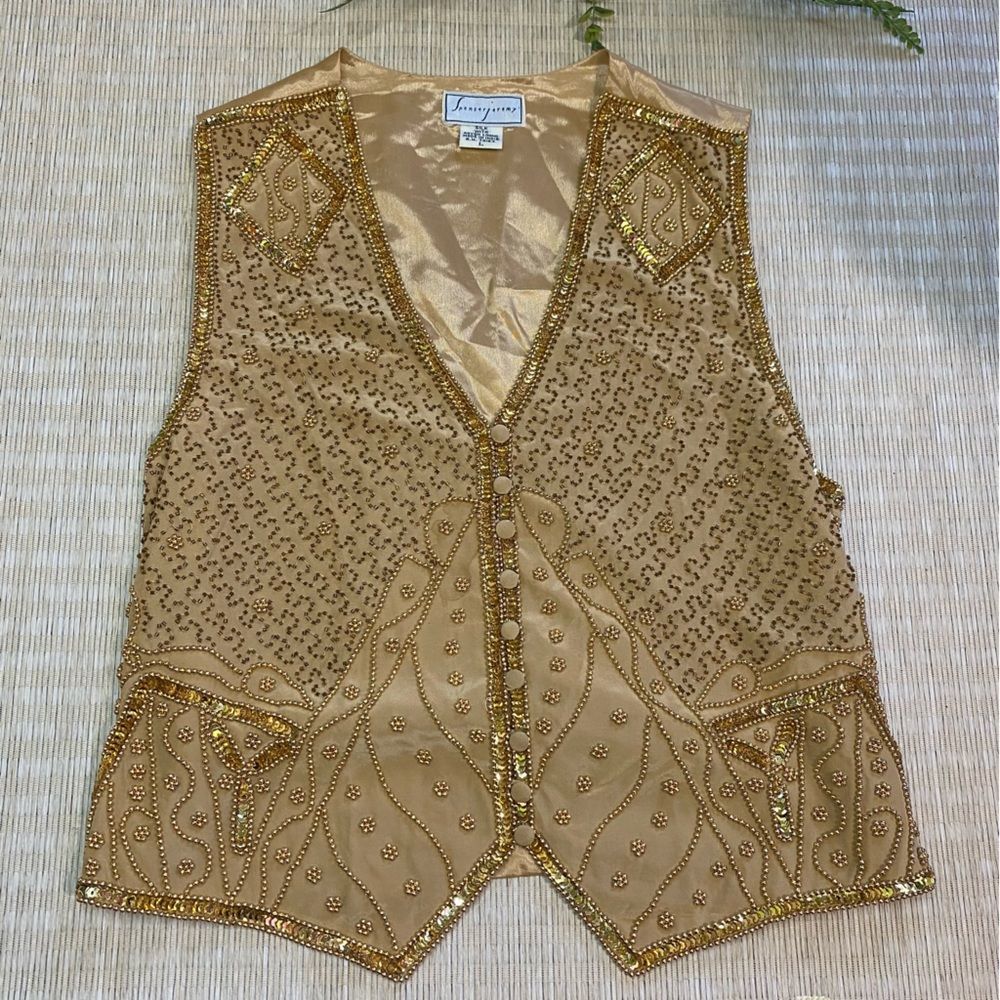 VTG Spenser Jeremy Women’s Silk Vest Size Large Beaded